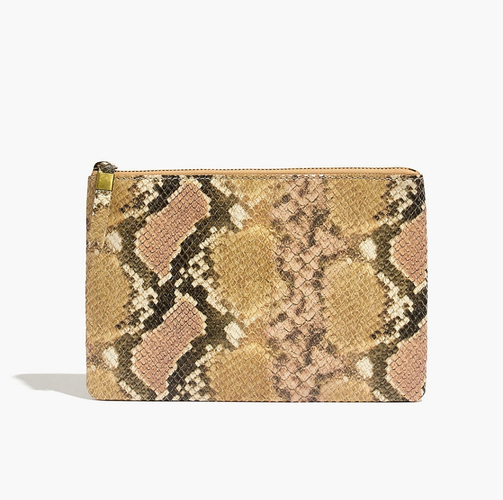 Madewell snakeskin embossed leather pouch, Beige